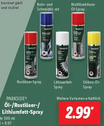 Lidl PARKSIDEl Öl-/Rostlöser-/ Lithiumfett-Spray Angebot