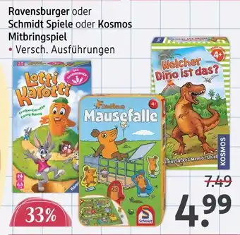 Rossmann Ravensburger ravensburger oder schmidt spiele oder kosmos mitbringspiel Angebot