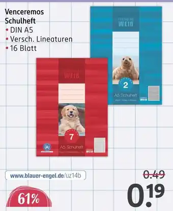Rossmann Venceremos schulheft Angebot