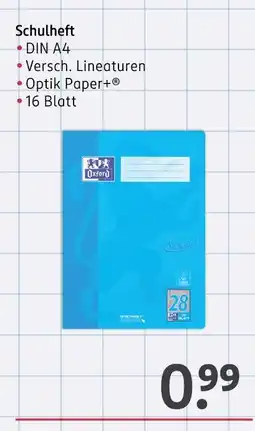 Rossmann Schulheft Angebot