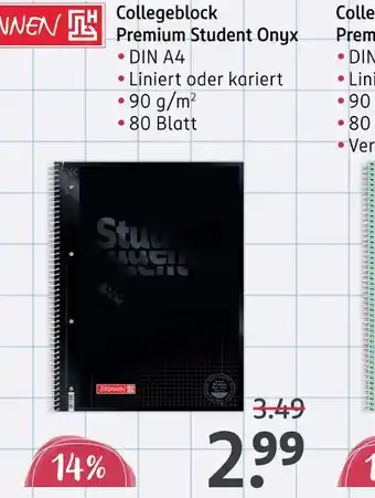 Rossmann Herlitz collegeblock premium student onyx Angebot