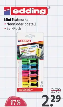 Rossmann Edding mini textmarker Angebot