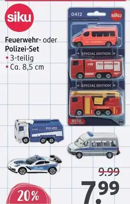 Rossmann Siku feuerwehr- oder polizei-set Angebot