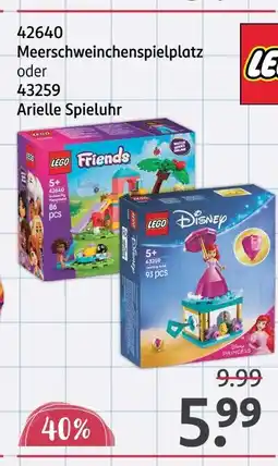 Rossmann Lego 42640 meerschweinchen-spielplatz oder 43259 arielle spieluhr Angebot
