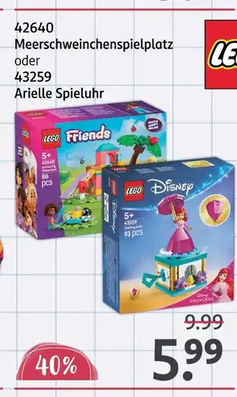 Rossmann Lego 42640 meerschweinchen-spielplatz oder 43259 arielle spieluhr Angebot