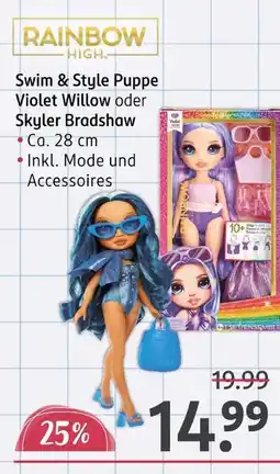Rossmann Rainbow high swim & style puppe violet willow oder skyler bradshaw Angebot