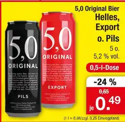 Zimmermann 5,0 original bier helles, export o. pils Angebot