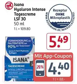 Rossmann Isana hyaluron intense tagescreme lsf 30 Angebot