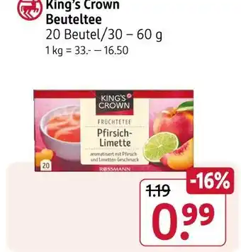 Rossmann King's crown beuteltee Angebot