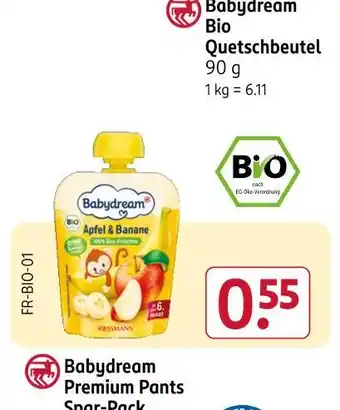 Rossmann Babydream bio quetschbeutel apfel & banane Angebot