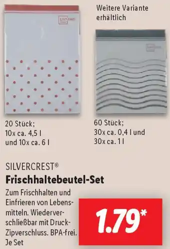 Lidl SILVERCREST Frischhaltebeutel-Set Angebot