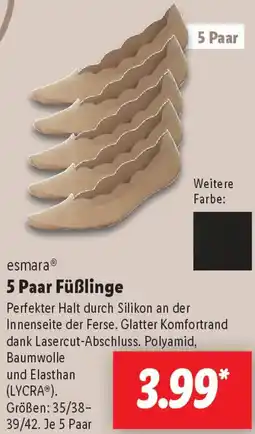 Lidl esmara 5 Paar Füßlinge Angebot
