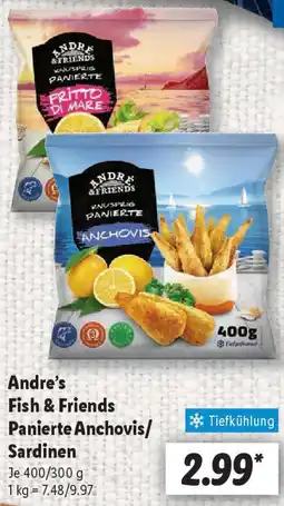 Lidl Andre's Fish & Friends Panierte Anchovis/ Sardinen Angebot
