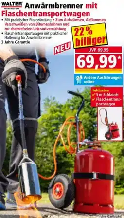 Norma WALTER Anwärmbrenner mit Flaschentransportwagen Angebot