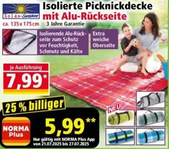 Norma Solax Sunshine Isolierte Picknickdecke mit Alu-Rückseite Angebot