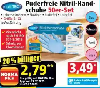 Norma multiTEC Puderfreie Nitril-Handschuhe 50er-Set Angebot