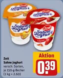 REWE Zott Sahne Joghurt Angebot