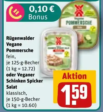 REWE Rügenwalder Vegane Pommersche oder Veganer Schinken Spicker Salat Angebot
