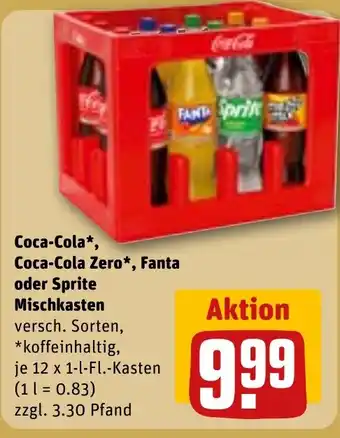 REWE Coca-Cola, Coca-Cola Zero, Fanta oder Sprite Mischkasten Angebot