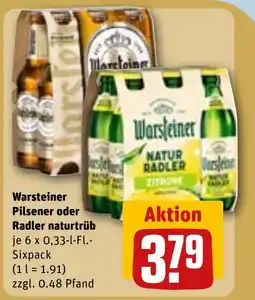 REWE Warsteiner Pilsener oder Radler naturtrüb Angebot
