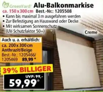 Norma GreenYard Alu-Balkonmarkise Angebot