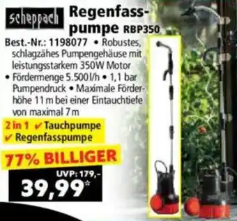 Norma Scheppach Regenfasspumpe RBP350 Angebot