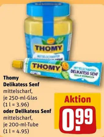 REWE Thomy Delikatess Senf mittelscharf oder Delikatess Senf Angebot