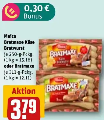 REWE Meica Bratmaxe Käse Bratwurst oder Bratmaxe Angebot