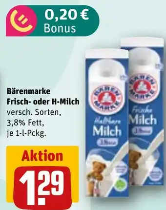 REWE Bärenmarke Frisch- oder H-Milch Angebot
