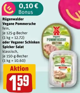REWE Rügenwalder Vegane Pommersche oder Veganer Schinken Spicker Salat Angebot