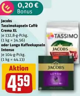 REWE Jacobs Tassimokapseln Caffè Crema XL oder Lungo Kaffeekapseln Intenso Angebot