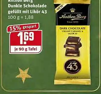 REWE Anthon Berg Dunkle Schokolade Gefüllt Mit Likör 43 Angebot