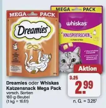 Famila Nord Ost Dreamies oder Whiskas Katzensnack Mega Pack Angebot