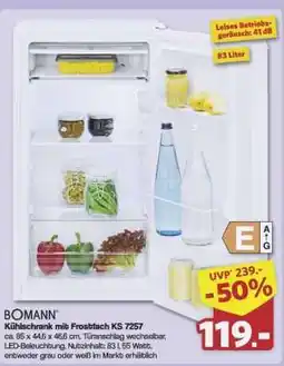 Famila Nord Ost BOMANN Kühlschrank mit Frostfach KS 7257 Angebot