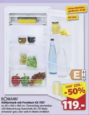 Famila Nord Ost BOMANN Kühlschrank mit Frostfach KS 7257 Angebot