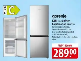 Famila Nord Ost Gorenje Kühl- und Gefrierkombination RK14CPS4 Angebot