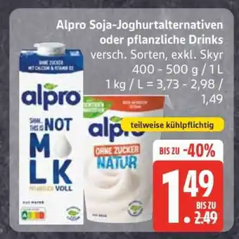 Edeka Alpro Soja-Joghurtalternativen oder pflanzliche Drinks Angebot