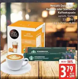 Edeka Nescafé Dolce Gusto Kapseln oder Starbucks Kaffeekapseln Angebot