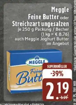 Edeka Meggle Feine Butter oder Streichzart ungesalzen Angebot