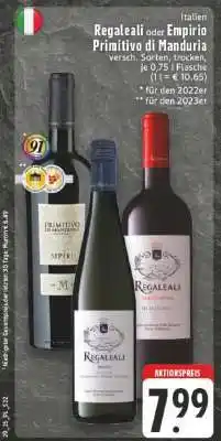 Edeka Regaleali oder Empirio Primitivo di Manduria Angebot