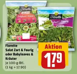 REWE Florette Salat Zart & Feurig oder Babyleaves & Kräuter Angebot