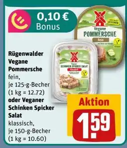 REWE Rügenwalder Vegane Pommersche fein oder Veganer Schinken Spicker Salat klassisch Angebot