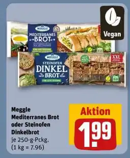REWE MEGGLE Mediterranes Brot oder Steinofen-Dinkelbrot Angebot