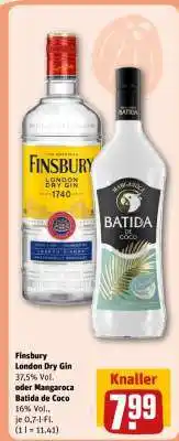 REWE Finsbury London Dry Gin oder Mangaroca Batida de Coco Angebot