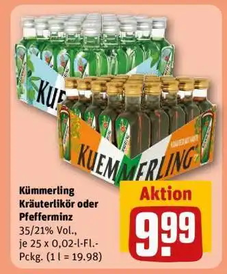 REWE Kümmerling Kräuterlikör oder Pfefferminz Angebot