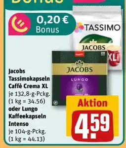 REWE Jacobs Tassimokapseln Caffè Crema XL oder Lungo Kaffeekapseln Intenso Angebot