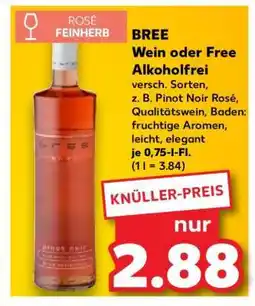 Kaufland BREE Wein oder Free Alkoholfrei Angebot