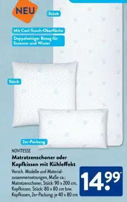 Aldi Süd Matratzenschoner oder Kopfkissen mit Kühleffekt Angebot