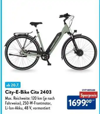 Aldi Süd City-E-Bike Cita 2403 Angebot