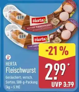 Aldi Nord HERTA Fleischwurst Angebot